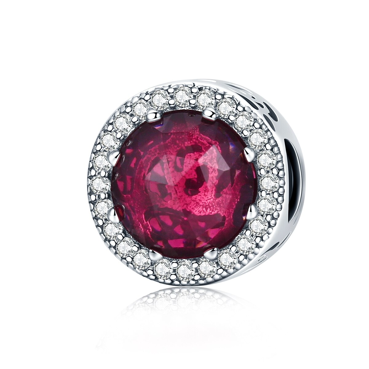 Charm argint 925 cu cristal rubin si zirconii albe - Be Elegant PST0078