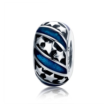 Charm argint 925 albastru cu stelute argintii - Be Nature PST0123 Charm argint 925 albastru cu stelute argintii - Be Nature PST0123