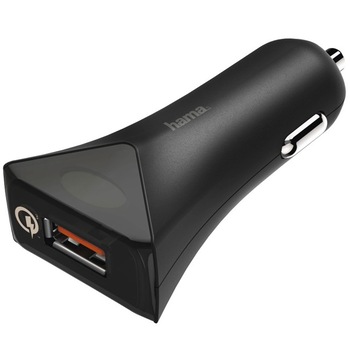 Incarcator de masina HAMA Qualcomm Quick Charge 3.0, Negru, HAMA-178239 Incarcator de masina HAMA Qualcomm Quick Charge 3.0, Negru, HAMA-178239