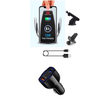 Smart sensor, Incarcator Wireless AutoSuport, FAST CHARGE, VERSIUNE NOUA,10W pentru telefon, prindere grila ventilatie+ventuza , +Fast car chargers 12v/3.5A,,7A, ORIGINAL S5 Smart sensor, Incarcator Wireless AutoSuport, FAST CHARGE, VERSIUNE NOUA,10W pentru telefon, prindere grila ventilatie+ventuza , +Fast car chargers 12v/3.5A,,7A, ORIGINAL S5