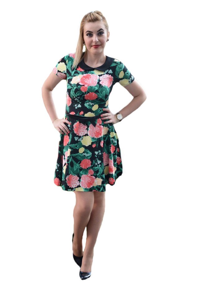 Rochie tinereasca cu imprimeu floral, D&J Exclusive, Multicolor