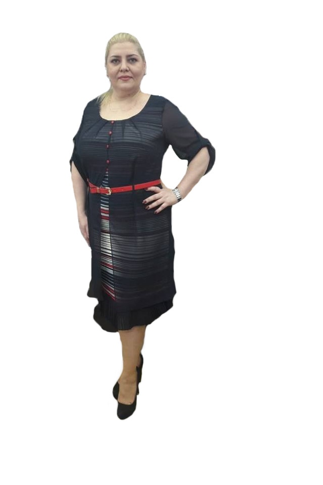 Rochie de primavara cu design dungi,D&J Exclusive, Albastru marin