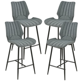 Set 4 bucati scaune bar Planica, en.casa,102,5 x 46,5 cm, poliester/metal, gri inchis Set 4 bucati scaune bar Planica, en.casa,102,5 x 46,5 cm, poliester/metal, gri inchis
