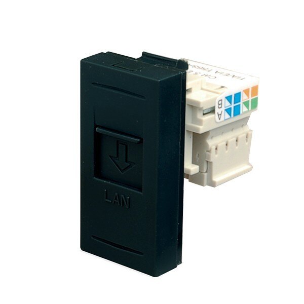 Priza date Esperia, incastrata, modulara - 1 m, neagra