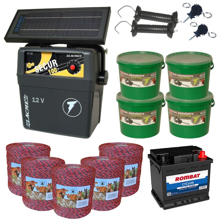 Kit Gard Electric EVO Secur 100, cu panou solar 6 W, acumulator, fir 5 Km, izolatori, sistem de poarta
