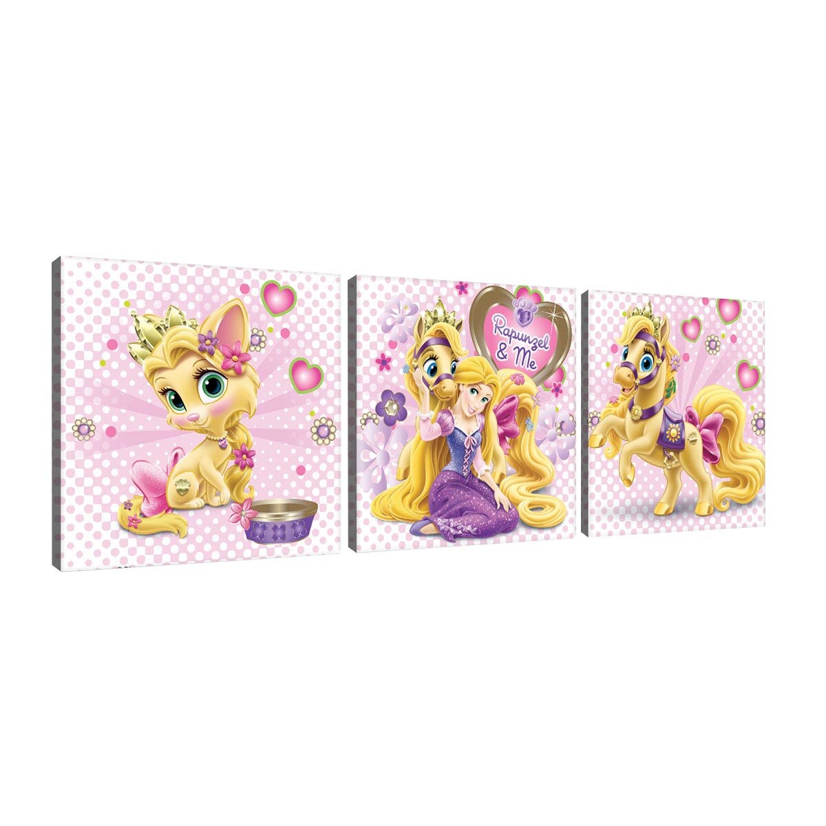 Set Tablouri DEGRETS 78432 Canvas, 25 x 75 cm, 3 piese (3x25x25 cm), Rapunzel 1