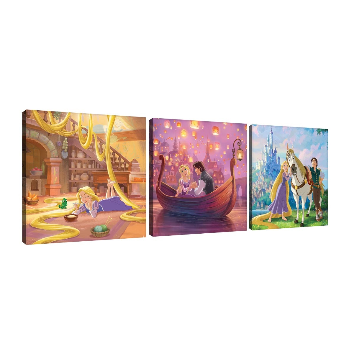 Set Tablouri DEGRETS 78436 Canvas, 25 x 75 cm, 3 piese (3x25x25 cm), Rapunzel 2