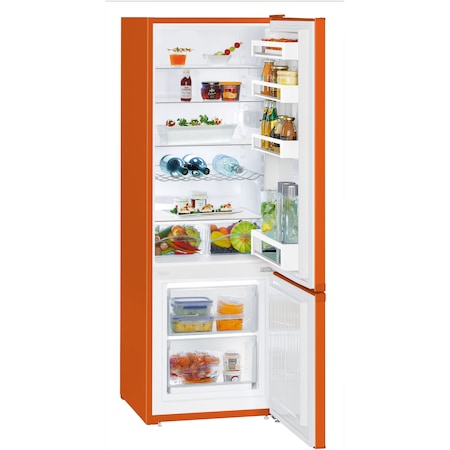 Combina Frigorifica Liebherr CUno 2831, 265 L, SmartFrost, Control mecanic,Raft sticle, H 161 cm, Clasa F, Portocaliu