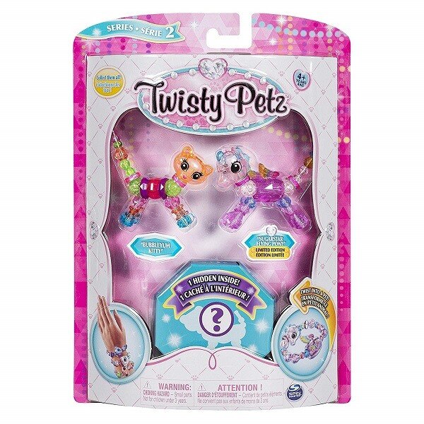 Set Twisty Petz - Pachet 3 figurine transformabile in bratari - Bubbleyum Kitty, Sugarstar Hying Pony si figurina surpriza