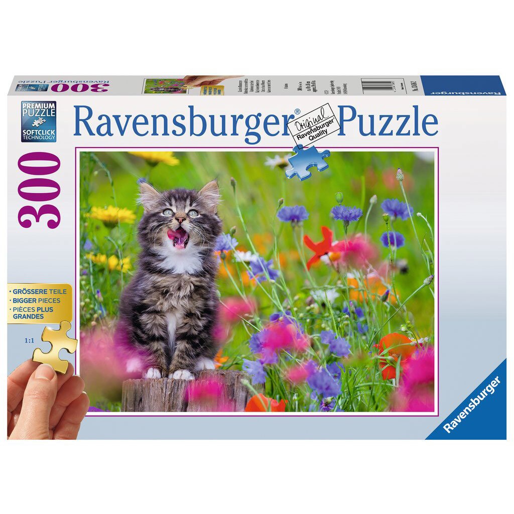 Puzzle Ravensburger - Cat in the Flower Sea, 300 piese XXL (13616)