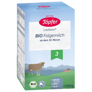 Formula de lapte praf Topfer Bio 3, 600 g, de la 10 luni Formula de lapte praf Topfer Bio 3, 600 g, de la 10 luni