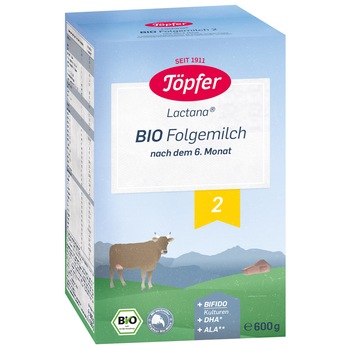 Formula de lapte praf Topfer Bio 2, 600 g, de la 6 luni Formula de lapte praf Topfer Bio 2, 600 g, de la 6 luni