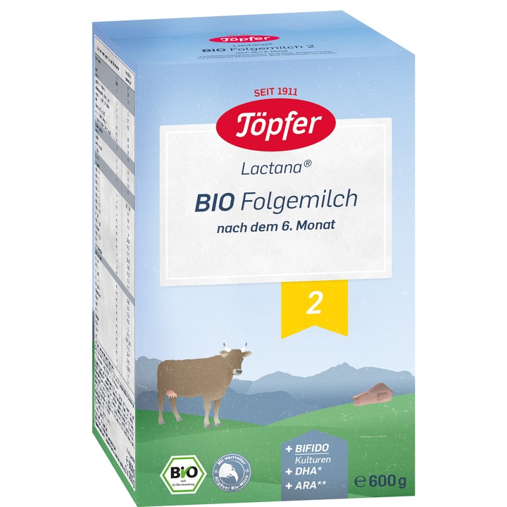 Formula de lapte praf Topfer Bio 2 Lactana, 600 g, de la 6 luni