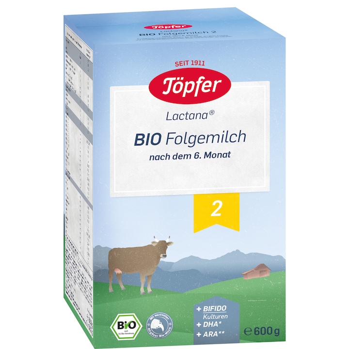 Formula de lapte praf Topfer Bio 2, 600 g, de la 6 luni