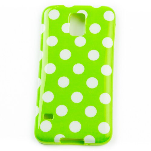 Husa Samsung Galaxy S5 I9600 G900 Verde cu buline albe, Silicon