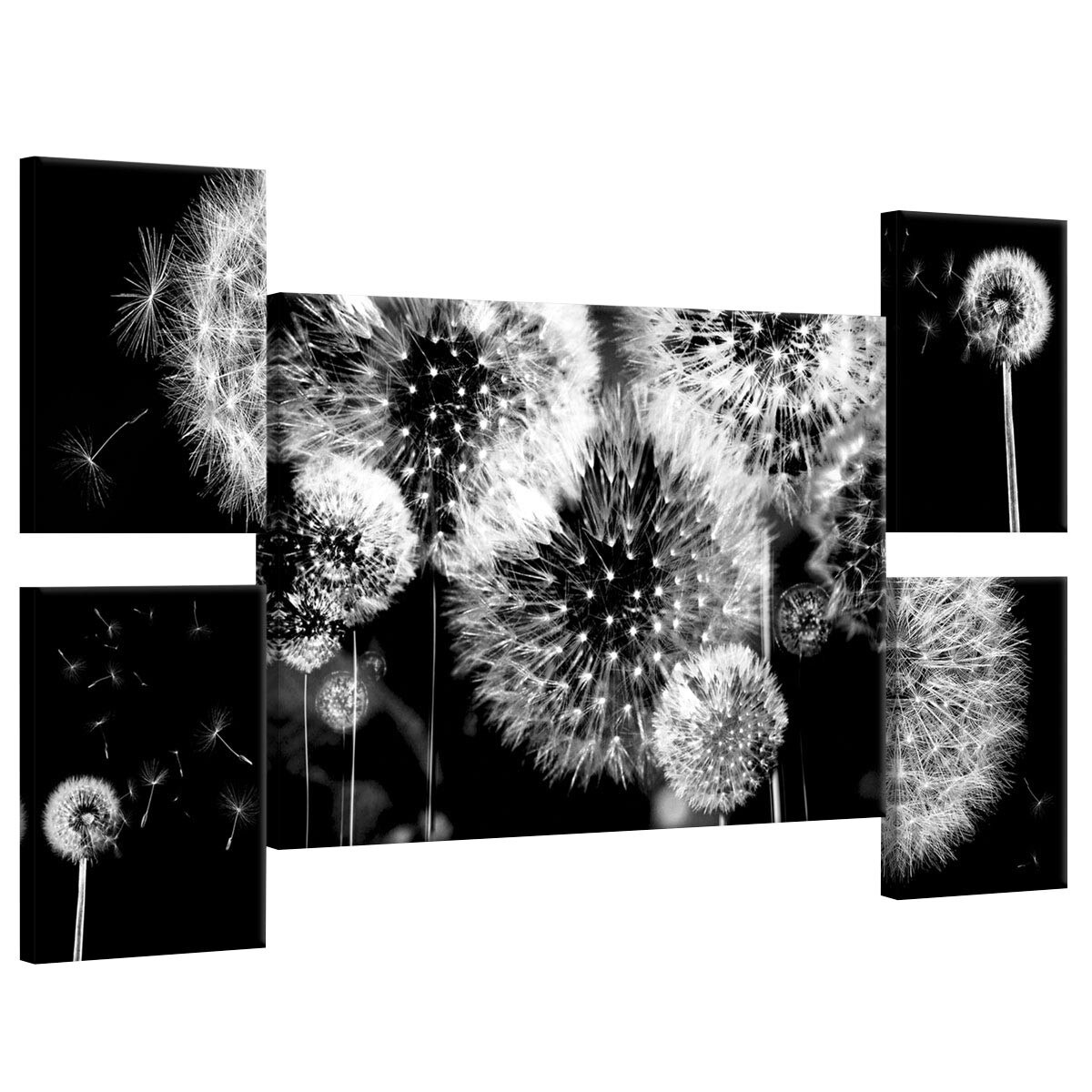 Set Tablouri DEGRETS 78632 Canvas, 50 x 134.8 cm, 5 piese (1x50x70 cm, 4x32.4x22.8 cm), Papadii 3D abstractie 2