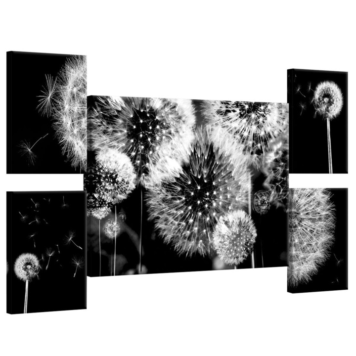 Set Tablouri DEGRETS 78632 Canvas, 50 x 134.8 cm, 5 piese (1x50x70 cm, 4x32.4x22.8 cm), Papadii 3D abstractie 2