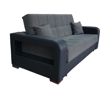 Canapea extensibila Ibizza,lada depozitare 225/85/80 gri/negru Canapea extensibila Ibizza,lada depozitare 225/85/80 gri/negru