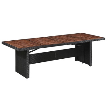 Masa pentru exterior, vidaXL, Poliratan si lemn masiv, Negru, 240 x 90 x 74 cm Masa pentru exterior, vidaXL, Poliratan si lemn masiv, Negru, 240 x 90 x 74 cm