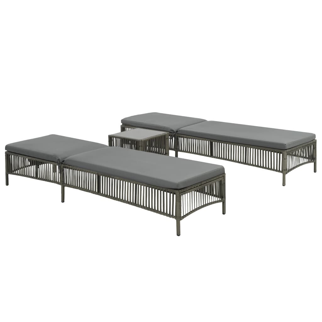 Set mobilier de gradina, sezlonguri si masa, vidaXL, Aluminiu, Gri, 197 x 56 x 32 cm