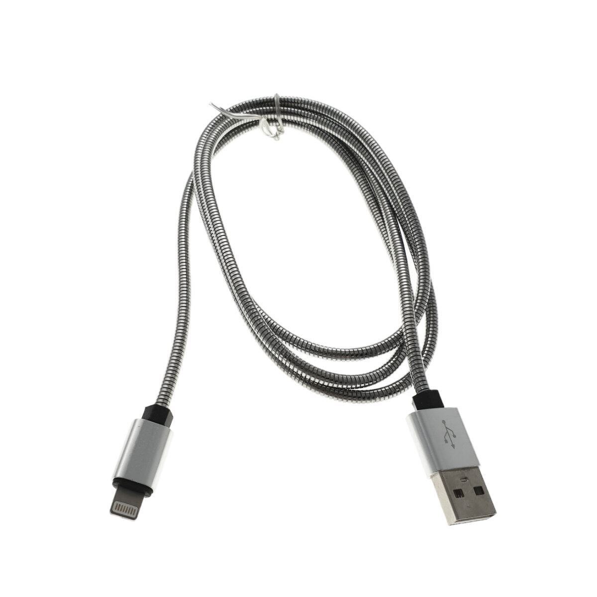 Cablu Omega lightning, metal, 1.8A, 1 m,argintiu