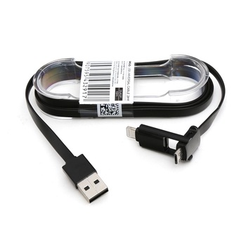 Cablu Omega USB 2 in 1 microUSB&Lightning Black Cablu Omega USB 2 in 1 microUSB&Lightning Black