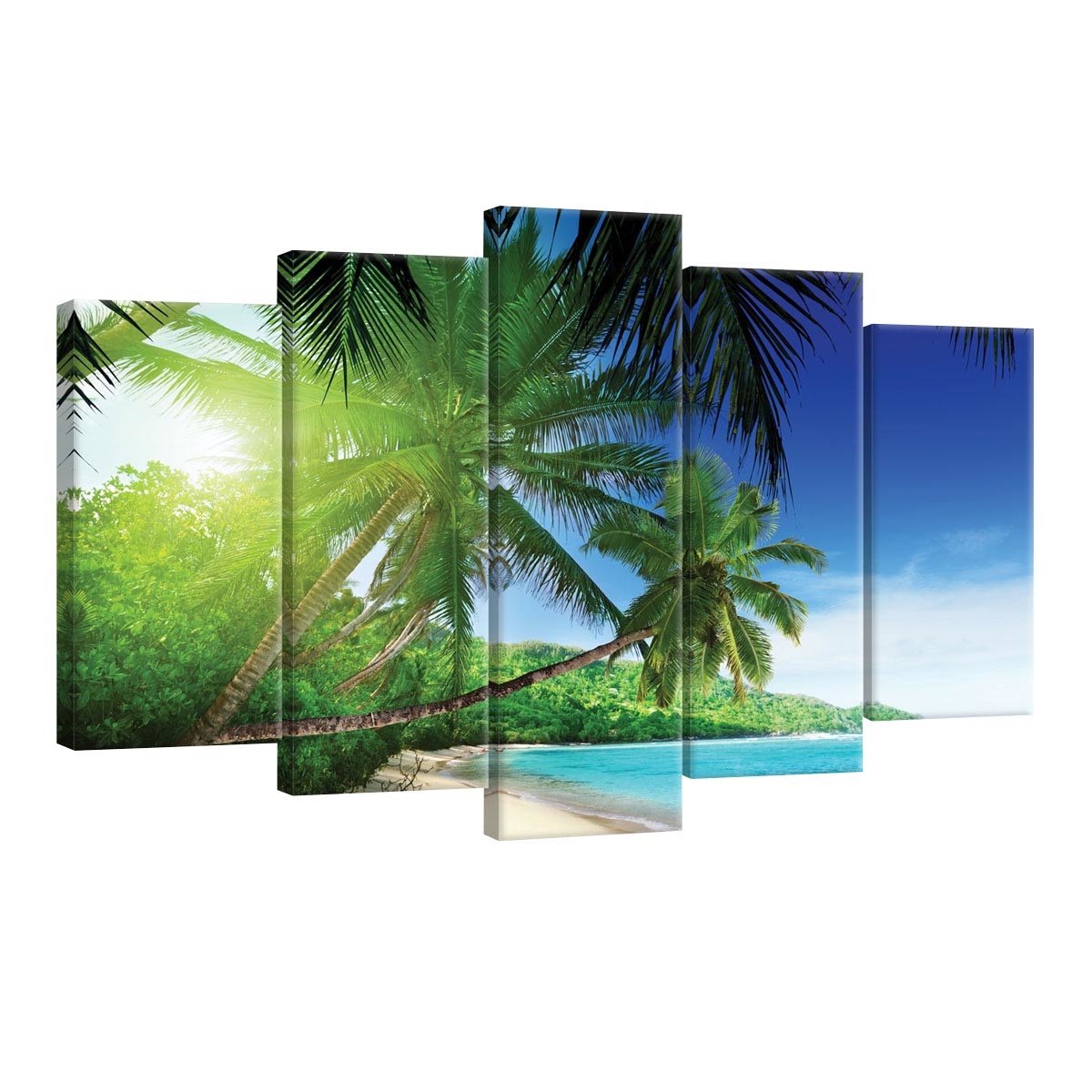 Set Tablouri DEGRETS 78568 Canvas, 60 x 100 cm, 5 piese (2x40x20 cm, 2x50x20 cm, 1x60x20 cm), Maldive 3