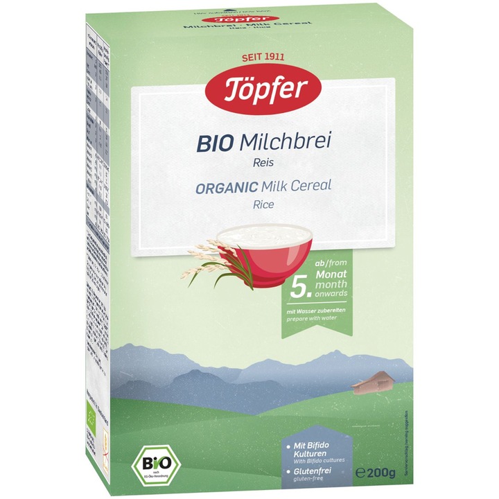 Зърнена закуска Topfer с ориз и мляко, 200 гр, От 5 месеца