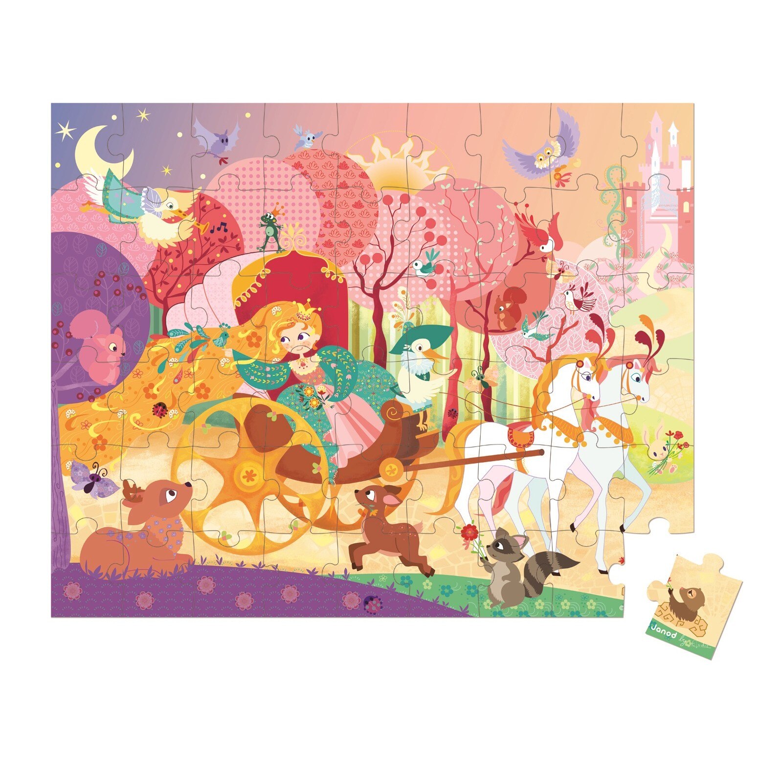 Puzzle cu 54 de piese Janod Trasura printesei