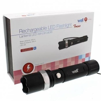 Lanterna LED reincarcabila Well Focus, cu Zoom, 3W, 220 lm, 1200mAh Lanterna LED reincarcabila Well Focus, cu Zoom, 3W, 220 lm, 1200mAh