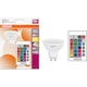 Bec spot LED RGBW cu telecomanda Osram PAR16, dimabil, GU10, 4.5W (25W), 250 lm, lumina alba si colorata