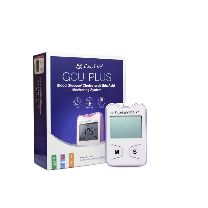 Мултифункционален апарат Easy Life GCU PLUS, за измерване стойностите на кръвна захар, холестерол и пикочна киселина