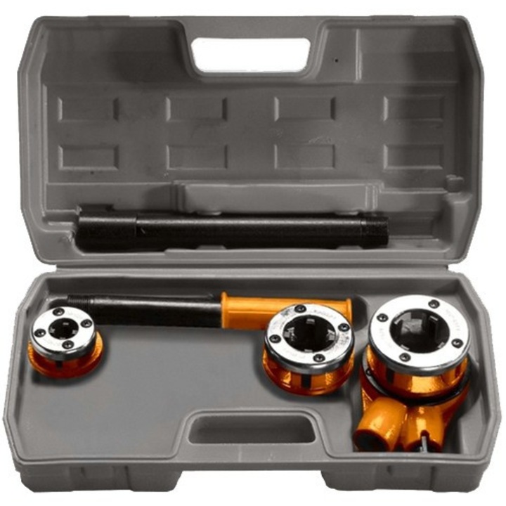 Set pentru filetare, capete 1/2"-3/4"-1", clichet, 6 piese// SPARTA