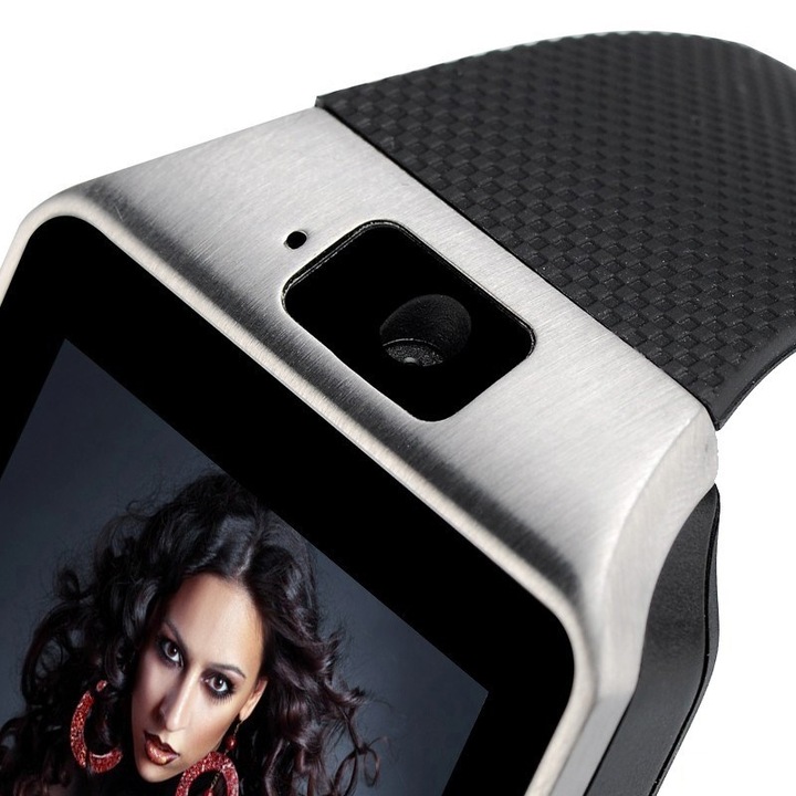 Ceas inteligent cu telefon smart watch cartela sim Eazy Case DZ09, Argintiu