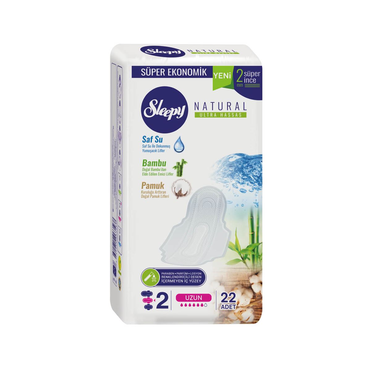 Absorbante Sleepy Natural Long 280mm 22 buc