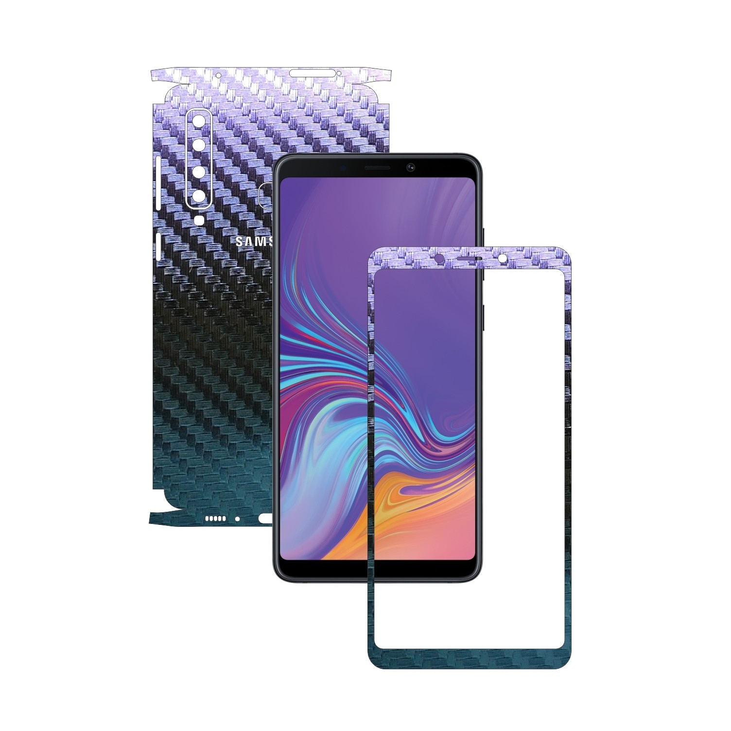 Samsung Galaxy A9 (2018) - Carbon Cameleon - 360 Cut - Folie de protectie Carbon Skinz, Skin Adeziv Full Body Cover pentru Rama Ecran,Carcasa Spate si Laterale