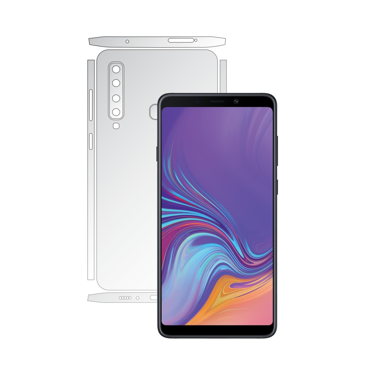 Samsung Galaxy A9 (2018) - Invisible Skinz HD - Split Cut - Folie Protectie Ultra-Clear pentru Carcasa Spate si Laterale,Skin Adeziv Transparent, Edge to Edge Full Case Cover