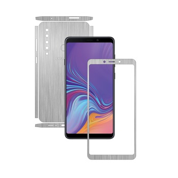 Samsung Galaxy A9 (2018) - Brushed Argintiu - Split Cut - Folie de protectie Carbon Skinz, Skin Adeziv Full Body Cover pentru Rama Ecran,Carcasa Spate si Laterale