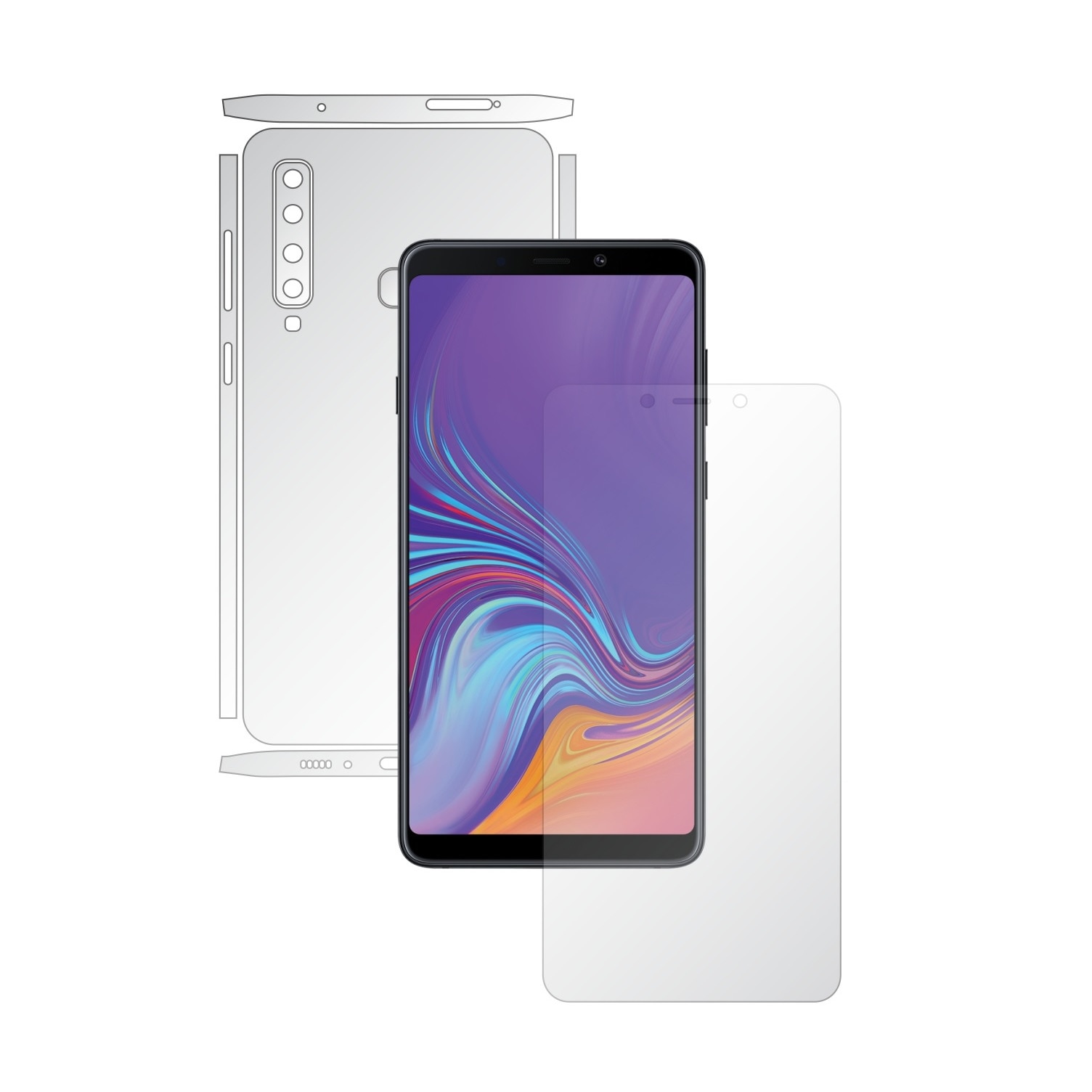 Samsung Galaxy A9 (2018) - Invisible Skinz UHD AutoRegeneranta - Split Cut - Folie Protectie Siliconica Ultra-Clear pentru Ecran,Carcasa Spate si Laterale, Skin Adeziv Transparent Full Body Cover Edge to Edge