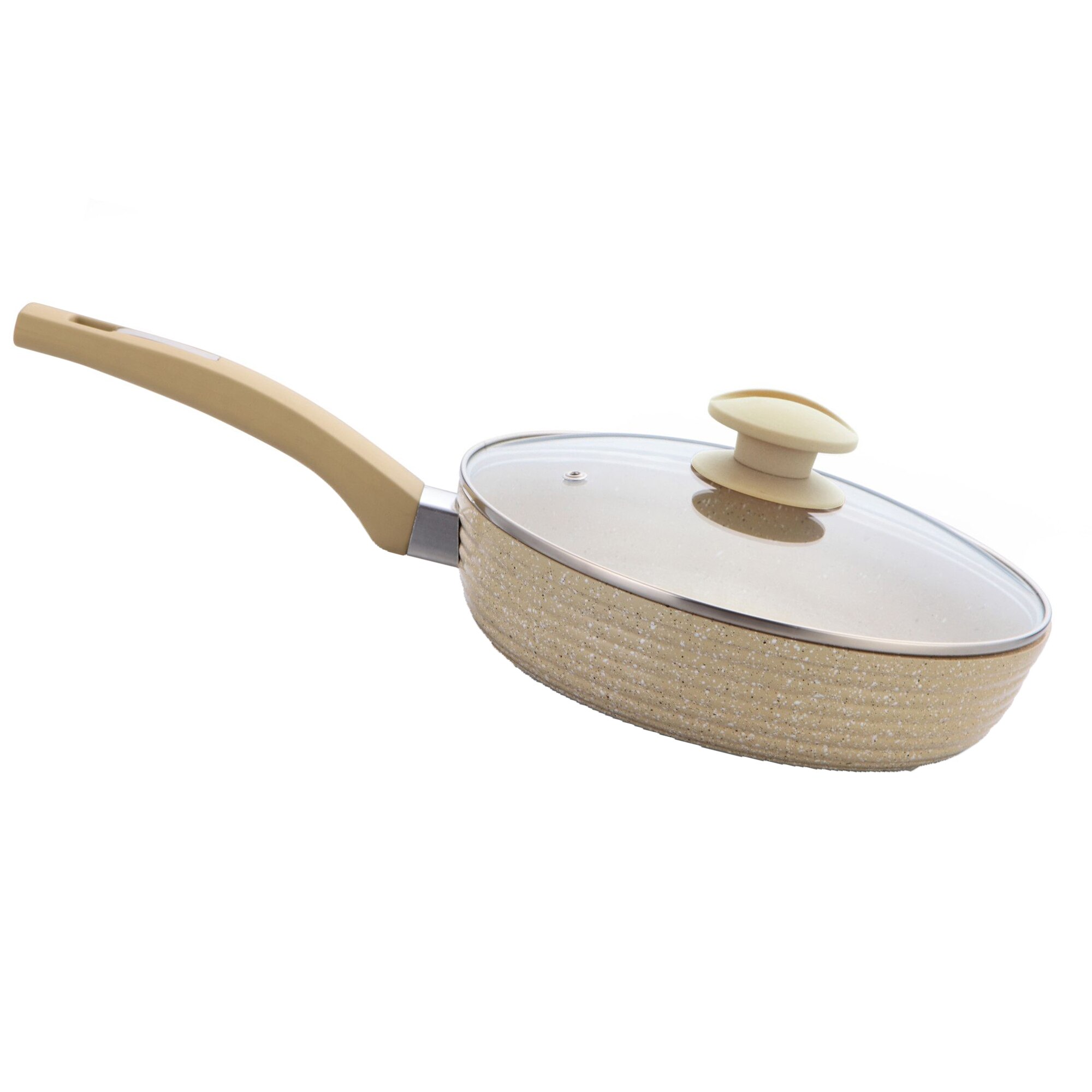 Tigaie 26 cm din Aluminiu Turnat si interior din Ceramica Marmorata GRUNBERG, Bej