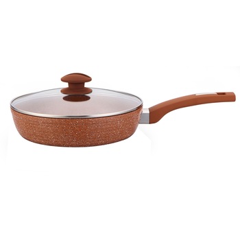 Tigaie 24 cm din Aluminiu Turnat si interior din Ceramica Marmorata GRUNBERG , Maro Tigaie 24 cm din Aluminiu Turnat si interior din Ceramica Marmorata GRUNBERG , Maro