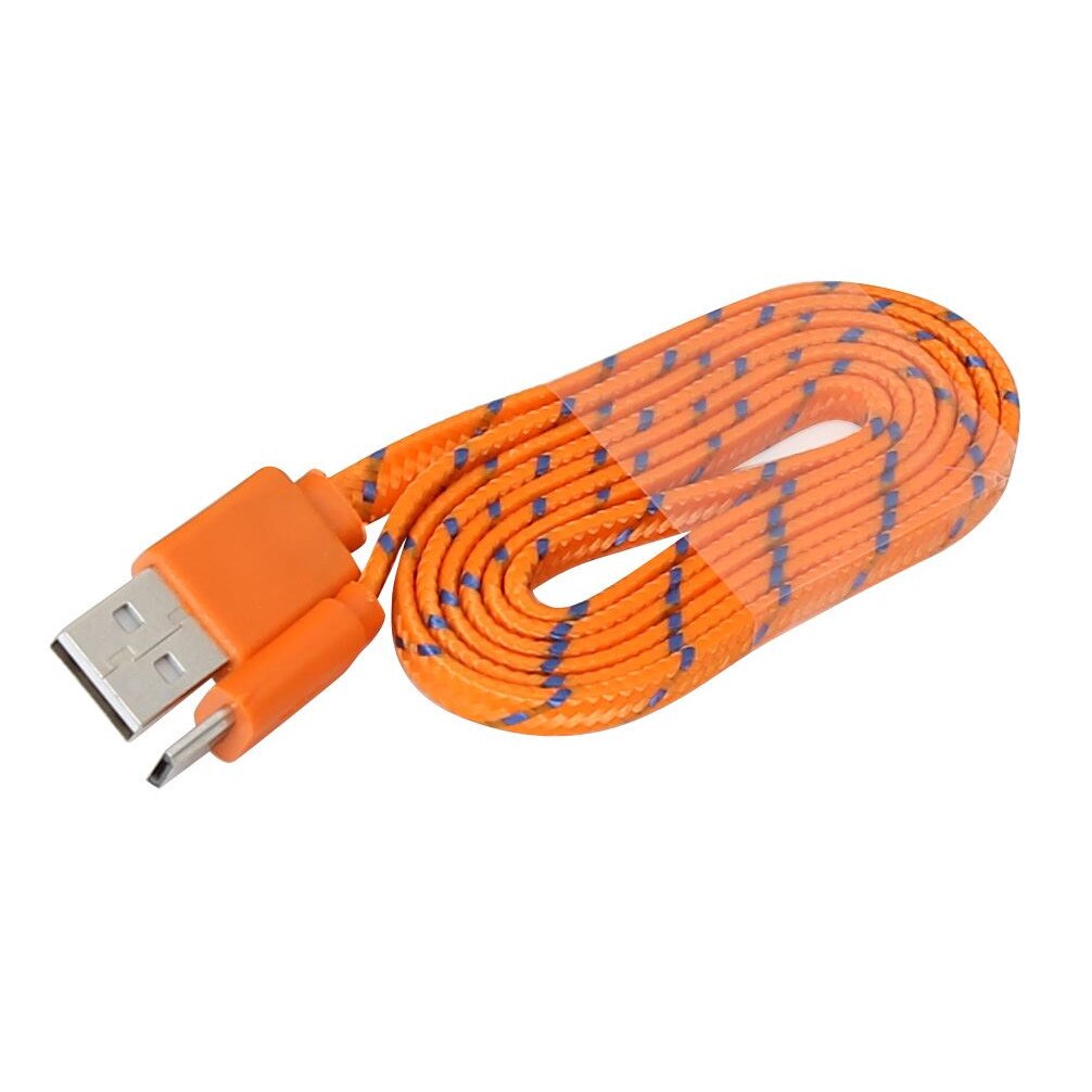 Cablu Micro USB la USB plat 1m, portocaliu-albastru