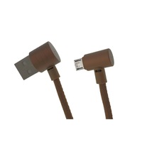 Cablu micro USB,unghi 90 grade,protectie textila,sincronizare date si incarcare,90cm,maro