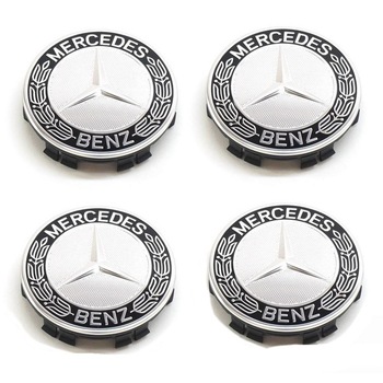 Set Capace Centrale Janta, Mercedes-Benz, Argintiu-Negru Set Capace Centrale Janta, Mercedes-Benz, Argintiu-Negru