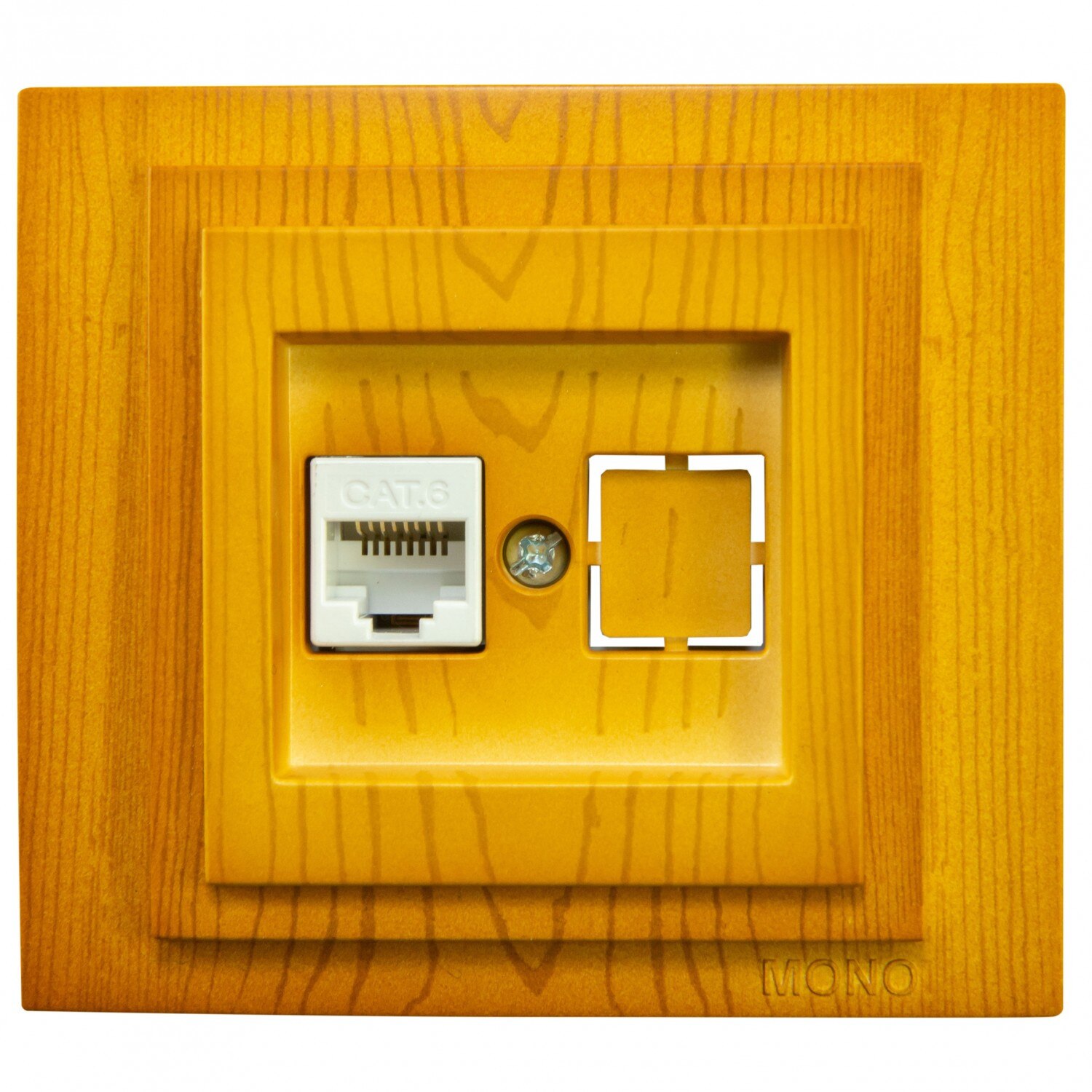 Priza date MONO Electric, stejar, incastrata, rama inclusa, 80 x 90 mm