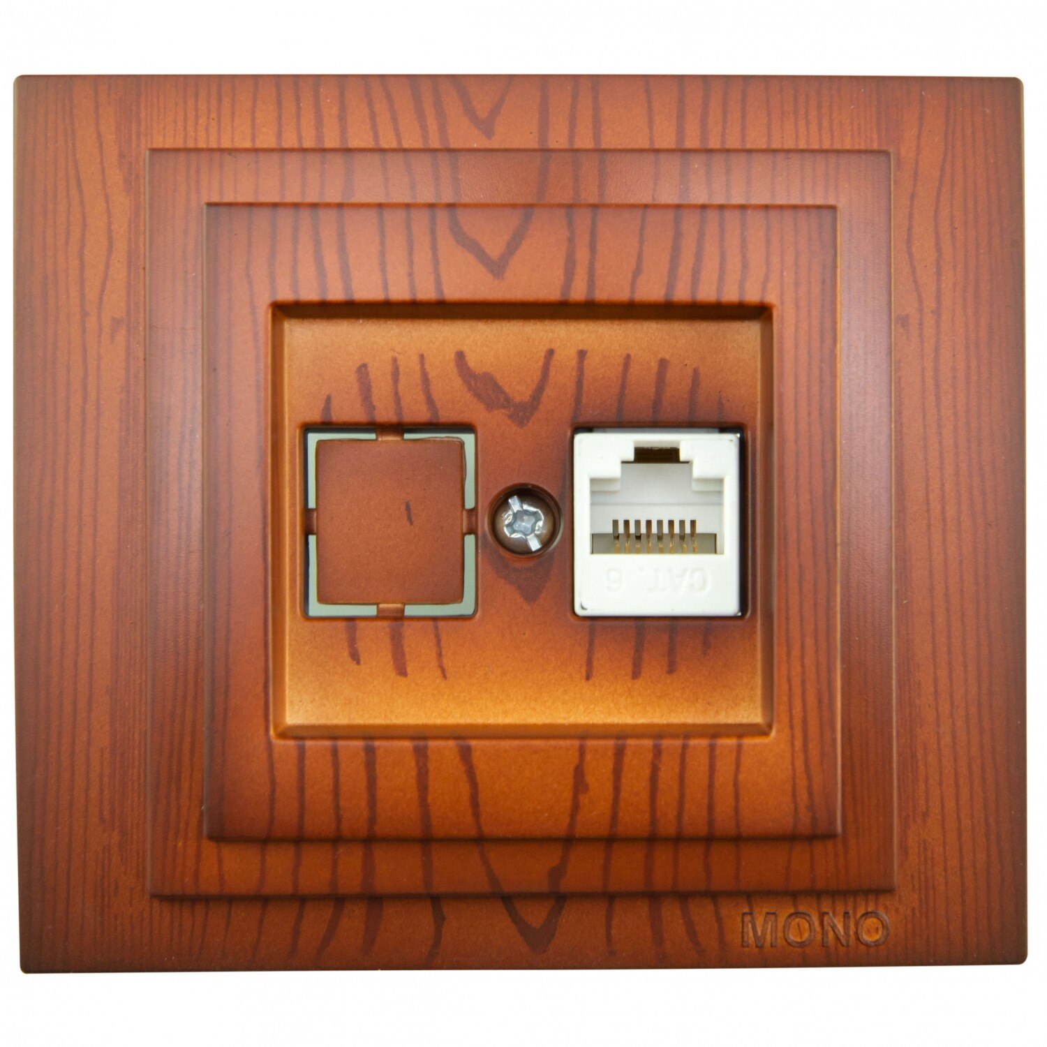 Priza date Mono Electric, cires, incastrata, rama inclusa, 80 x 90 mm