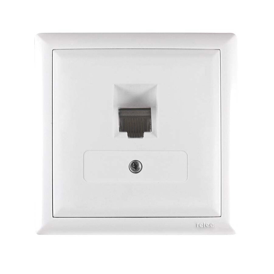 Priza date simpla, Elegant, RJ45, incastrata, rama inclusa, alba