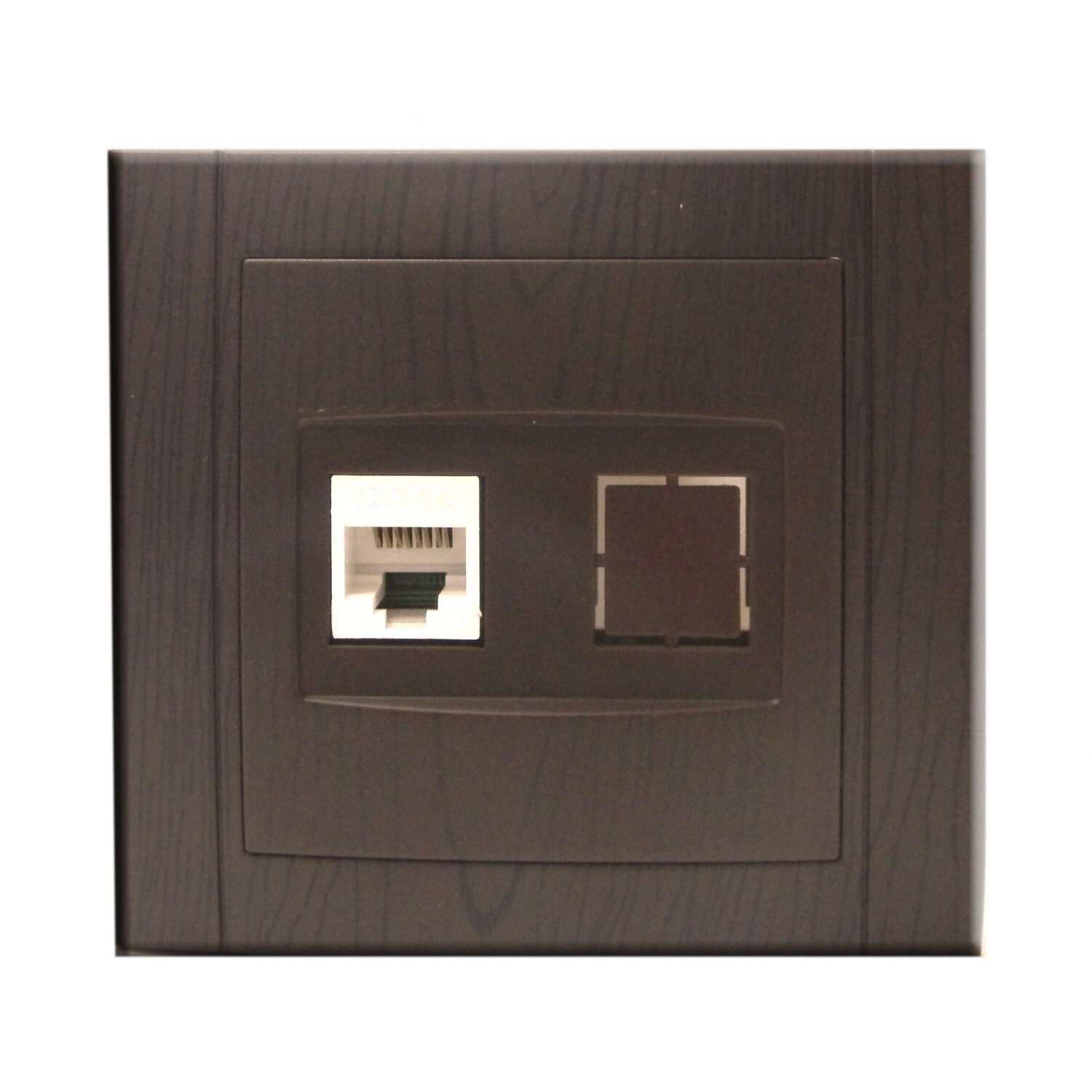 Priza date Comtec, incastrata, rama inclusa, stejar