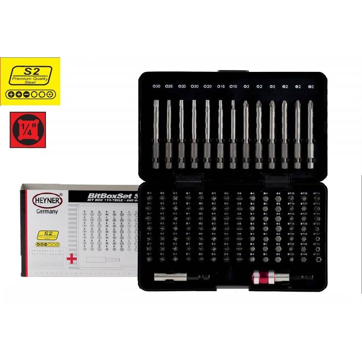 Trusa biti 113 piese (hexagonale, torx) BitBoxSet 337.20 Heyner