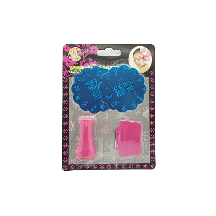 Set stampila cu 2 matrite Nail Art